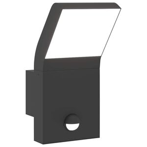 vidaXL Veggmonterte LED-utelampe med sensor svart st&oslash;pt aluminium