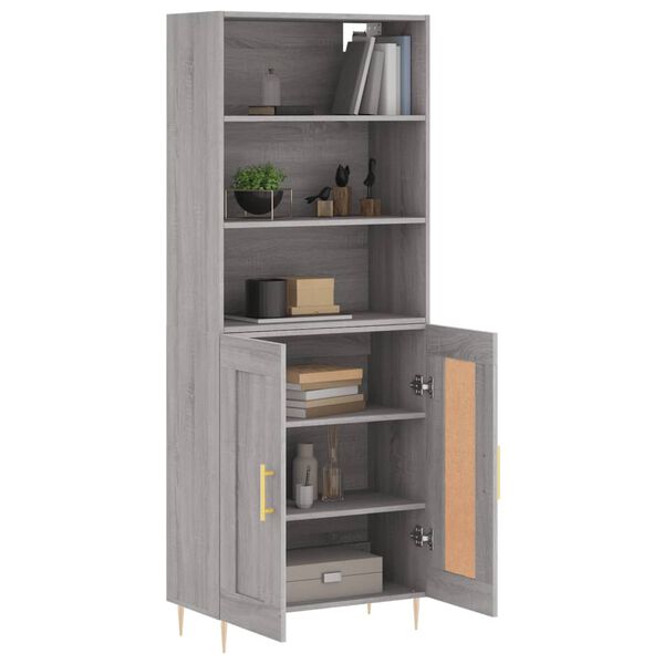 vidaXL Highboard grå sonoma 69,5x34x180 cm konstruert tre