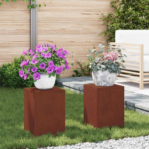 vidaXL Planteholder 2 pcs Rusten 24 x 24 x 35 cm Cortenst&aring;l