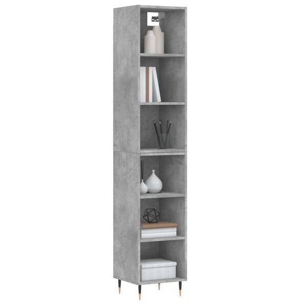 vidaXL Highboard betonggr&aring; 34,5x32,5x180 cm konstruert tre