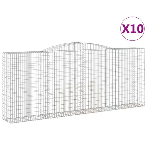vidaXL Gabionkurver buede 10 stk 400x50x160/180 cm galvanisert jern