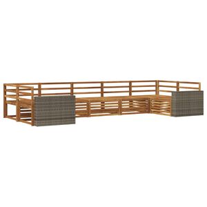 vidaXL Utend&oslash;rs sofa-sett 7 stk. Naturlig Solid akasietre