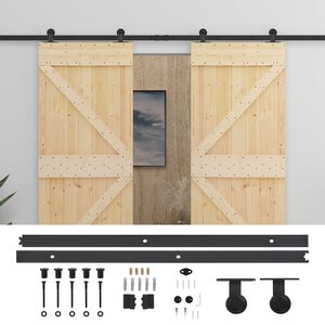 vidaXL Skyved&oslash;r 2 stk. 80 x 210 cm Heltre furu Naturlig og svart