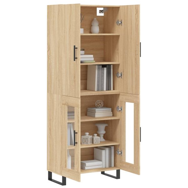 vidaXL Highboard sonoma eik 69,5x34x180 cm konstruert tre