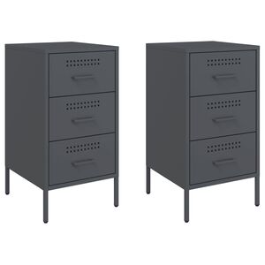 vidaXL Nattbord 2 stk antrasitt 36x39x68 cm st&aring;l