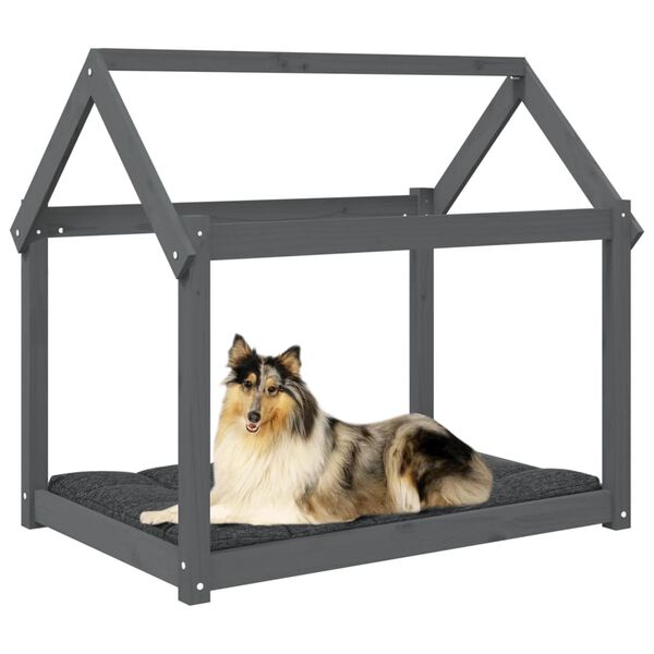 vidaXL Hundeseng gr&aring; 101x70x90 cm heltre furu