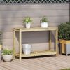 vidaXL Pottebord med hylle 108x35x75 cm heltre furu