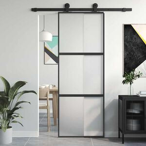 vidaXL Skyved&oslash;r svart 76x205 cm herdet glass og aluminium