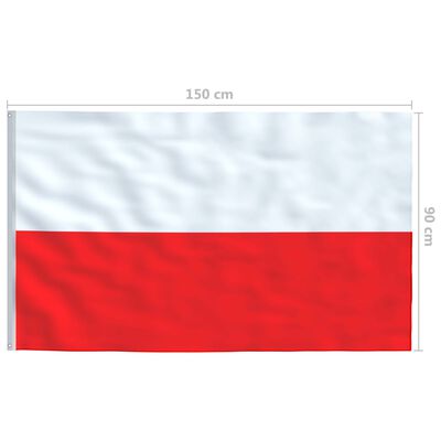 vidaXL Polsk flagg og stang aluminium 4 m