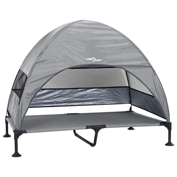 vidaXL Hevet Hundeseng Lysegrå 127 x 81 x 108 cm Stoff og stål