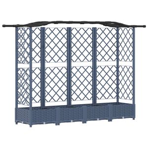 vidaXL Hevet Bed med Trellis og Tak Gr&aring; 203,5 x 40 x 125 cm PP
