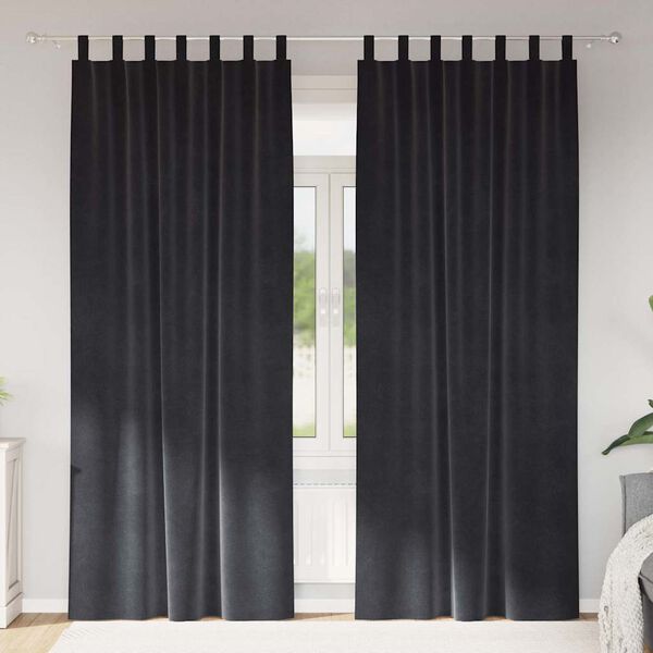 vidaXL Blendingsgardiner 2 pcs M&oslash;rkegr&aring; 140 x 225 cm Fl&oslash;yel