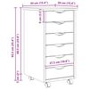 vidaXL Rullende skap med skuffer MOSS Klar lakk 34 x 39 x 65,5 cm