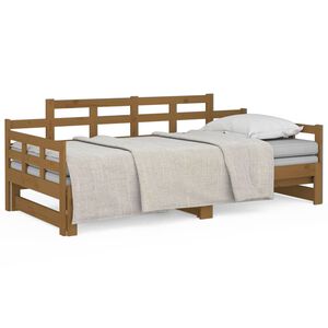 vidaXL Uttrekkbar dagseng honningbrun heltre furu 2x(90x190) cm