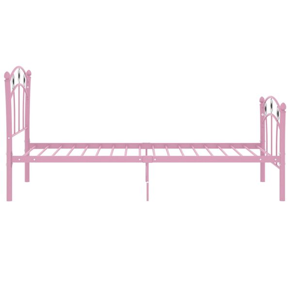 vidaXL Sengeramme med fotballdesign rosa metall 90x200 cm