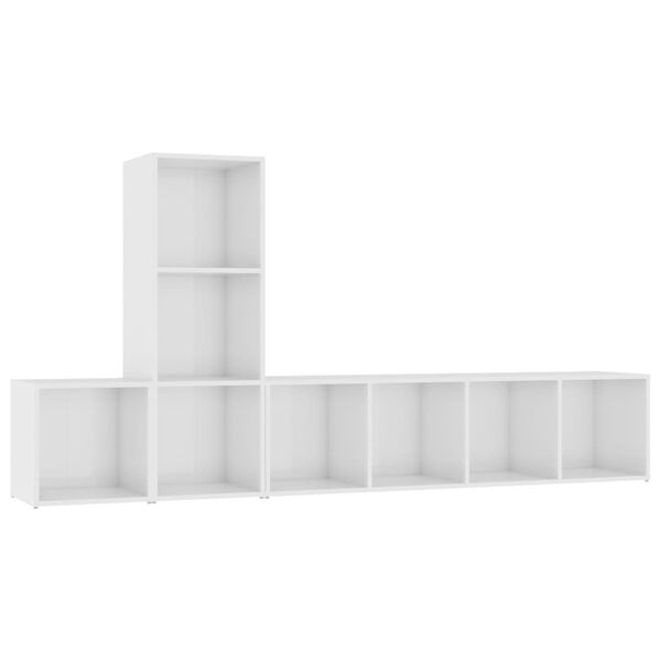 vidaXL TV-benksett 3 deler h&oslash;yglans hvit konstruert tre