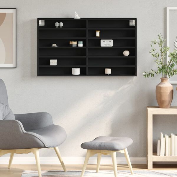 vidaXL Hyller svart 100x8,5x58 cm konstruert tre