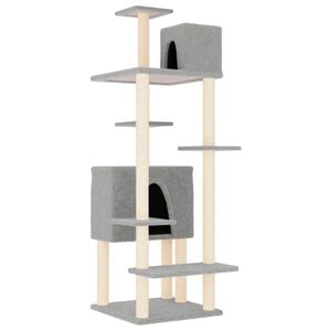 vidaXL Kattetre med klorestolper i sisal lysegr&aring; 154 cm