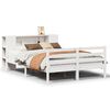 vidaXL Seng med bokhylle uten madrass hvit 135x190 cm heltre furu