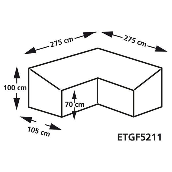 Eurotrail Trekk til hagesofa L-form 275x275x100/70 cm gr&aring;