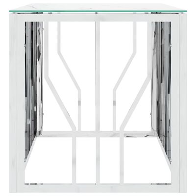 vidaXL Salongbord sølv 110x45x45 cm rustfritt stål og glass