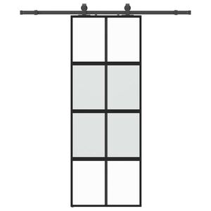 vidaXL Skyved&oslash;r med monteringssett svart 76x205 cm herdet glass