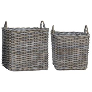 vidaXL Planter Kurv med lagring 2 pcs Gr&aring; Lacak Rattan
