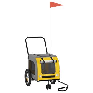 vidaXL Sykkelvogn for kjæledyr med lagring Gul og Grå 125 x 53 x 54 cm