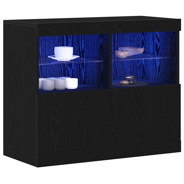 vidaXL LED sideboard Svart 81 x 37 x 66,5 cm Konstruert tre