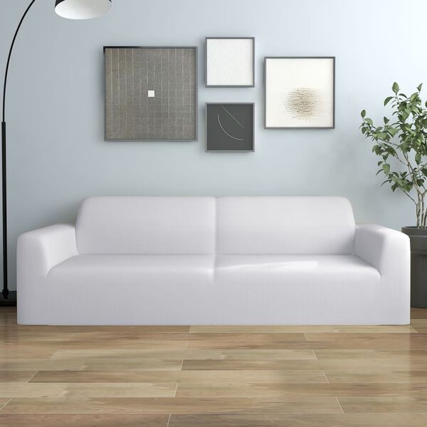 vidaXL 3-seters sofaovertrekk polyester hvit