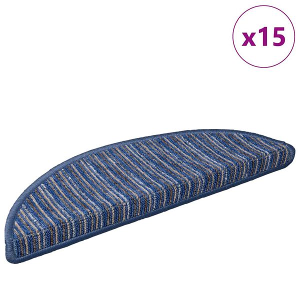 vidaXL Selvlimende trappematter 15 pcs Bl&aring; 56 x 17 x 3 cm