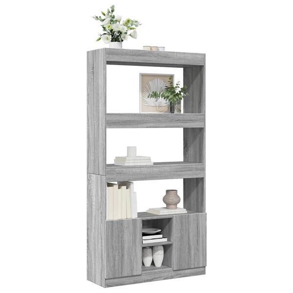 vidaXL Highboard grå sonoma 92x33x180 cm konstruert tre