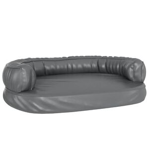 vidaXL Ergonomisk hundeseng skum gr&aring; 75x53 cm kunstig skinn