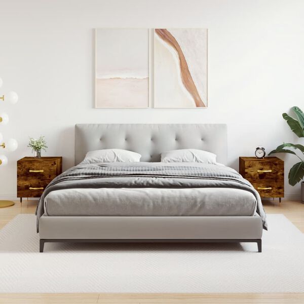 vidaXL Nattbord 2 stk r&oslash;kt eik 40x35x47,5 cm konstruert tre