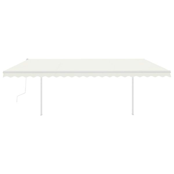 vidaXL Automatisk markise med vindsensor og LED 5x3 m kremhvit