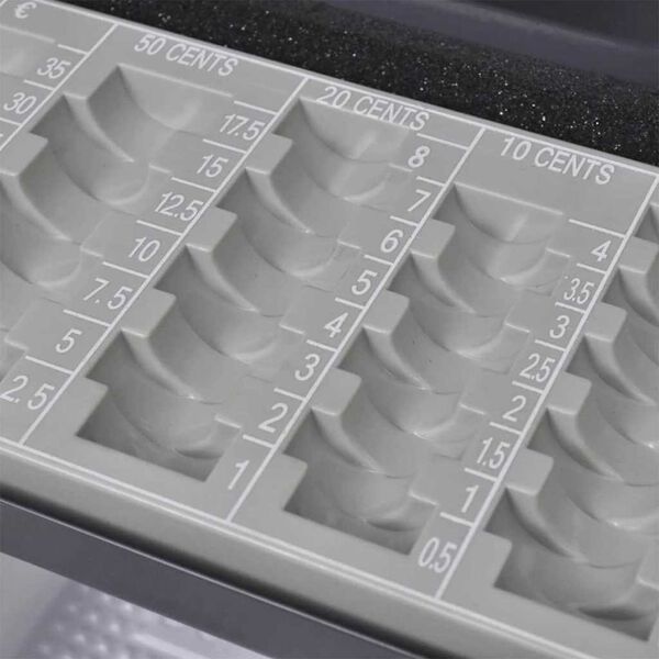 vidaXL Kontantboks med l&aring;s M&oslash;rke gr&aring; 30 x 24 x 9 cm St&aring;l