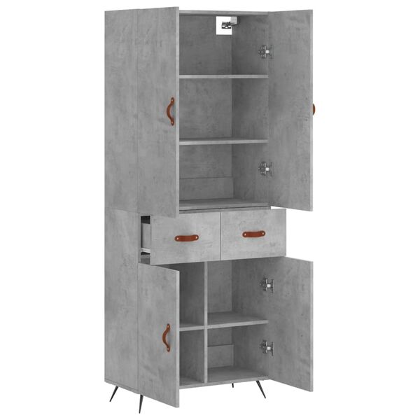 vidaXL Highboard betonggr&aring; 69,5x34x180 cm konstruert tre