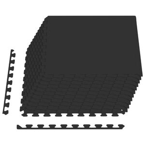 vidaXL Bassenggrunnmatte 12 stk. Svart 4,32 m&sup2; EVA Skum