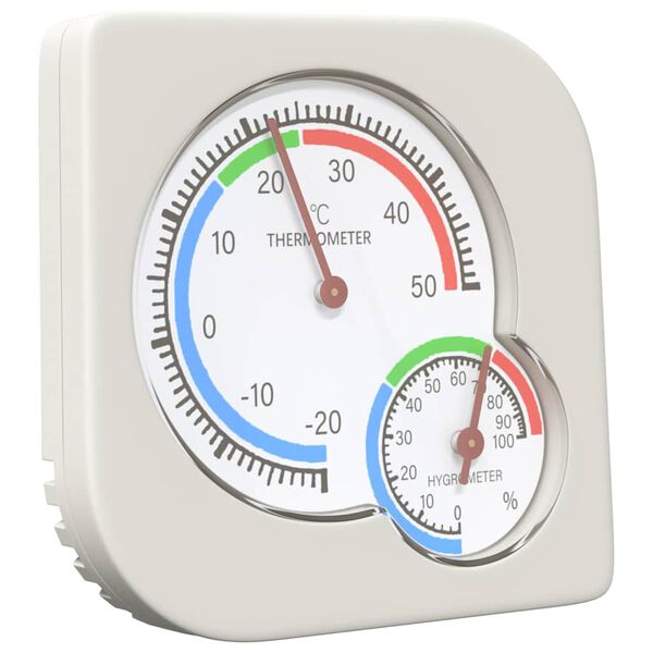 vidaXL Termohygrometer Hvit 7,5 x 7,5 x 1,2 cm ABS