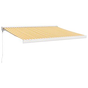 vidaXL Uttrekkbar markise gul og hvit 3x2,5 m stoff og aluminium