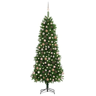 vidaXL Forhåndsbelyst kunstig juletre med kulesett 240 cm grønn