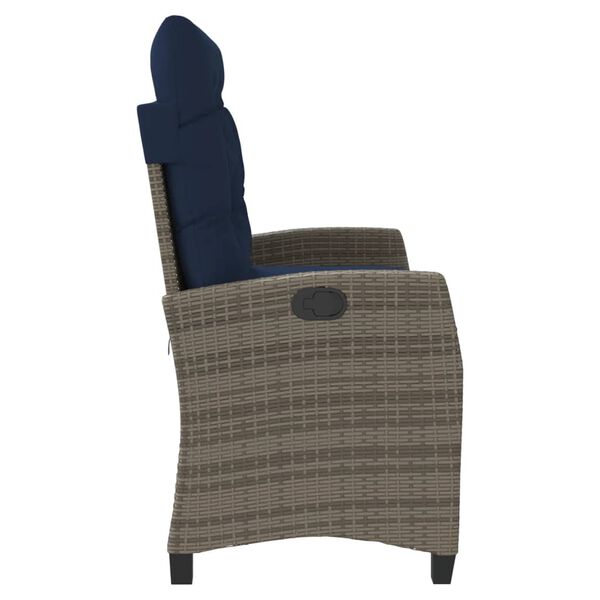 vidaXL Tilbakelent hagebenk med puter grå polyrotting