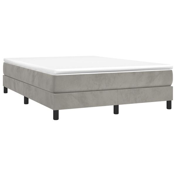 vidaXL Boxspring-sengeramme lysegr&aring; 135x190 cm Double fl&oslash;yel