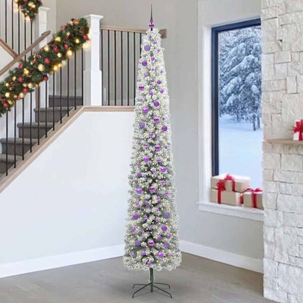 vidaXL Kunstig juletre med 300 LED gr&oslash;nn 270 cm PVC og st&aring;l og plast