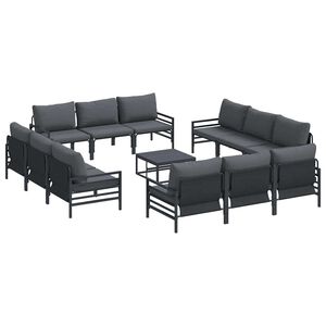vidaXL Hagesofa Set med pute 13 pcs Svart St&aring;l