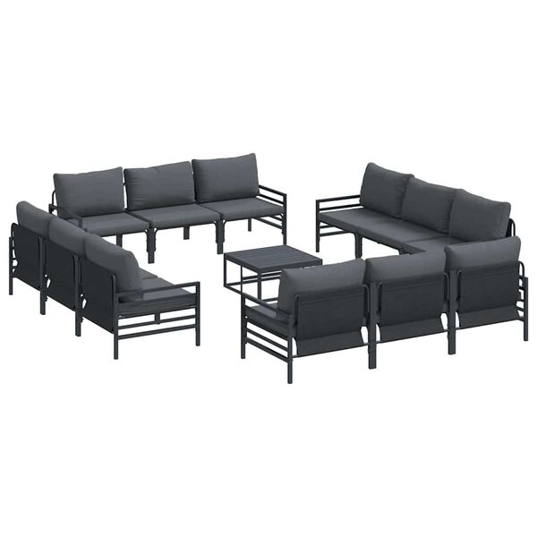 vidaXL Hagesofa Set med pute 13 pcs Svart St&aring;l