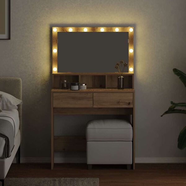 vidaXL Sminkebord Artisan Eik 80 x 41 x 134,5 cm Konstruert tre