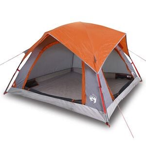 vidaXL Campingtelt 4 personer gr&aring; og oransje vanntett