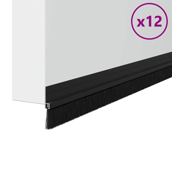 vidaXL Selvh&auml;ftende d&oslash;rb&oslash;rstetninger 12 pcs Svart 100 cm