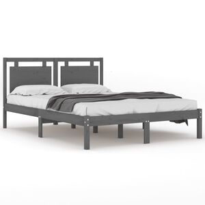 vidaXL Sengeramme gr&aring; heltre 200x200 cm